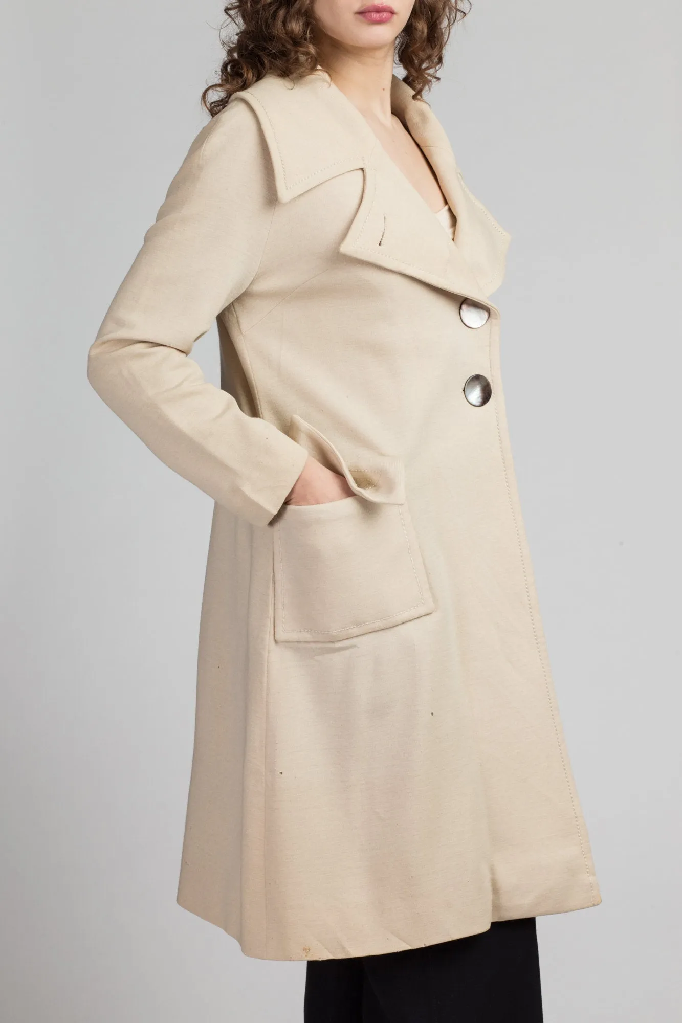 1950s Scherrer Ivory Wool Notched Collar Coat - Medium