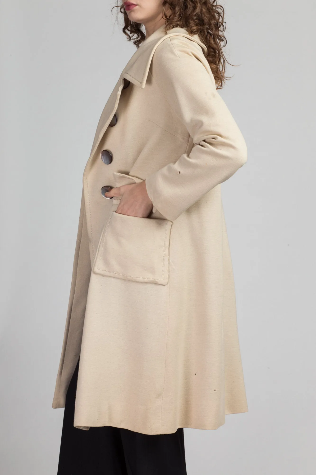 1950s Scherrer Ivory Wool Notched Collar Coat - Medium