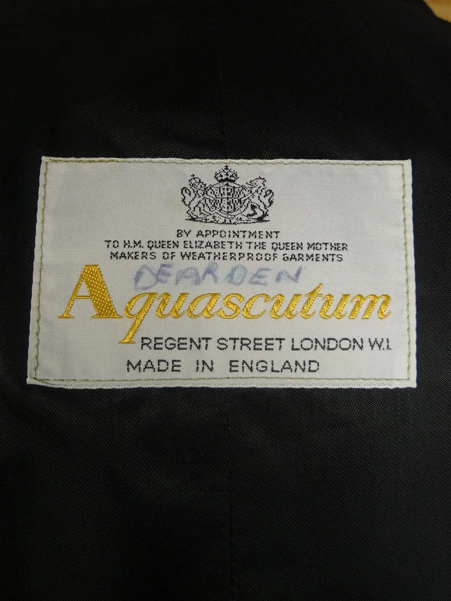 24/0893 vintage aquascutum 100% silk black raglan sleeve raincoat mac 41-42