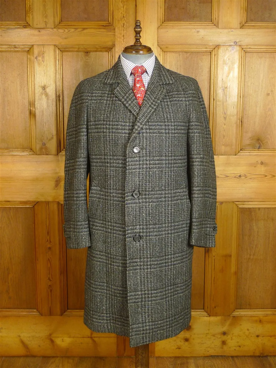 24/0955 vintage heavyweight grey / blue scottish tweed raglan sleeve overcoat 40-42