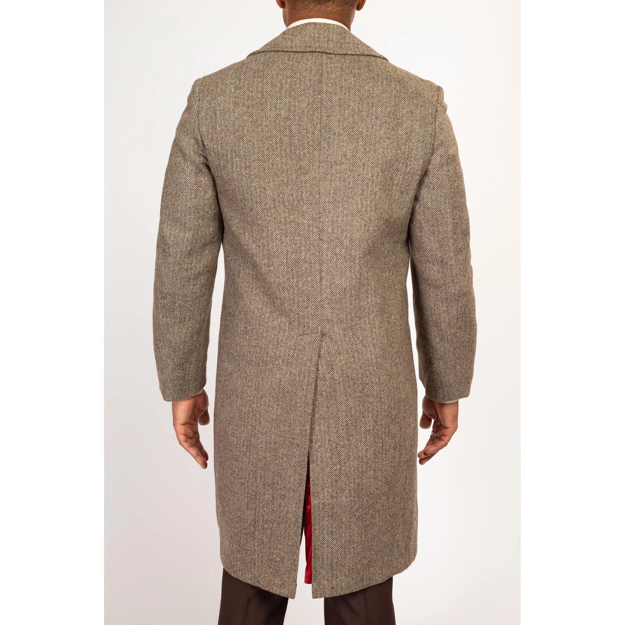 40R Vintage London Fog Herringbone Tweed Overcoat