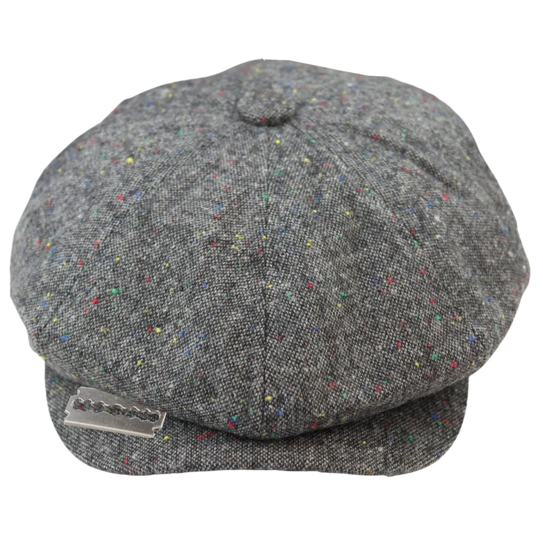 8 Panel Baker Boy Cap Shelby Hat Wool VIntage Tweed Classic Brown Grey Razor