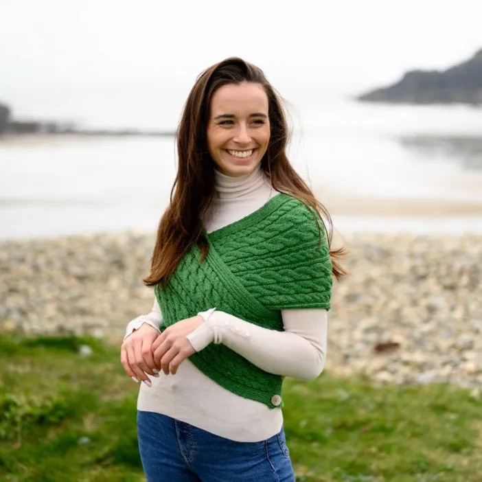 Aran Crossover Wrap | Green