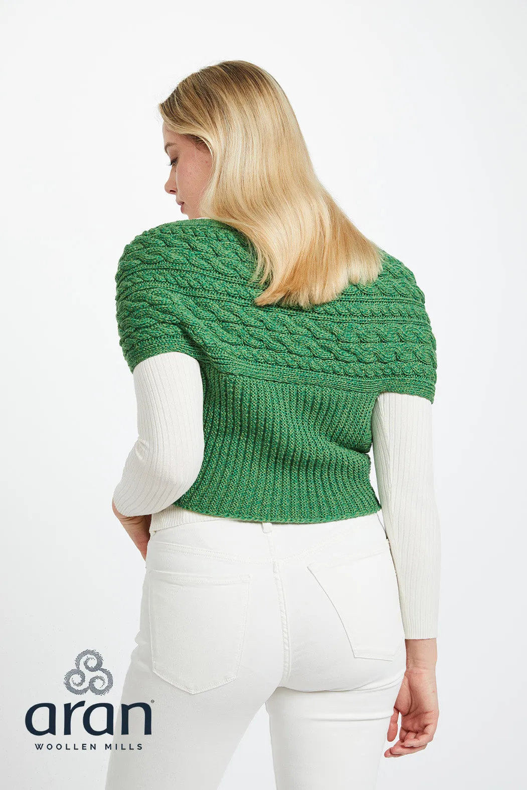 Aran Crossover Wrap | Green