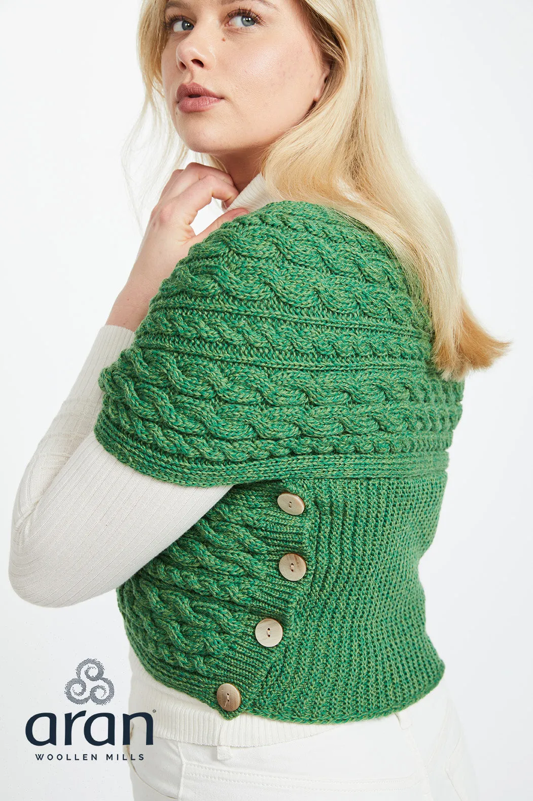 Aran Crossover Wrap | Green