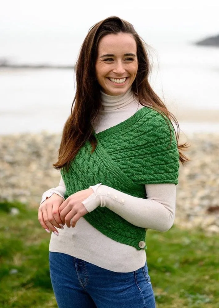 Aran Crossover Wrap | Green