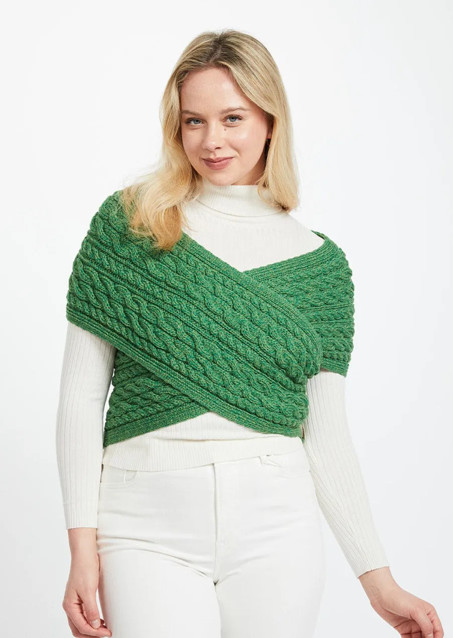 Aran Crossover Wrap | Green