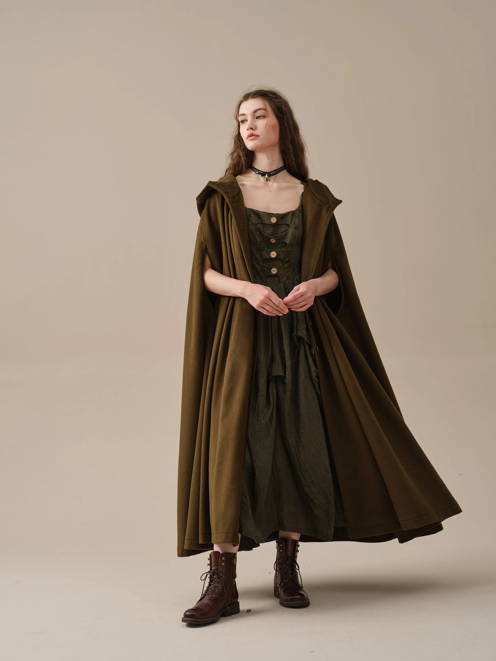 ARIEL 14 | HOODED WOOL CLOAK COAT