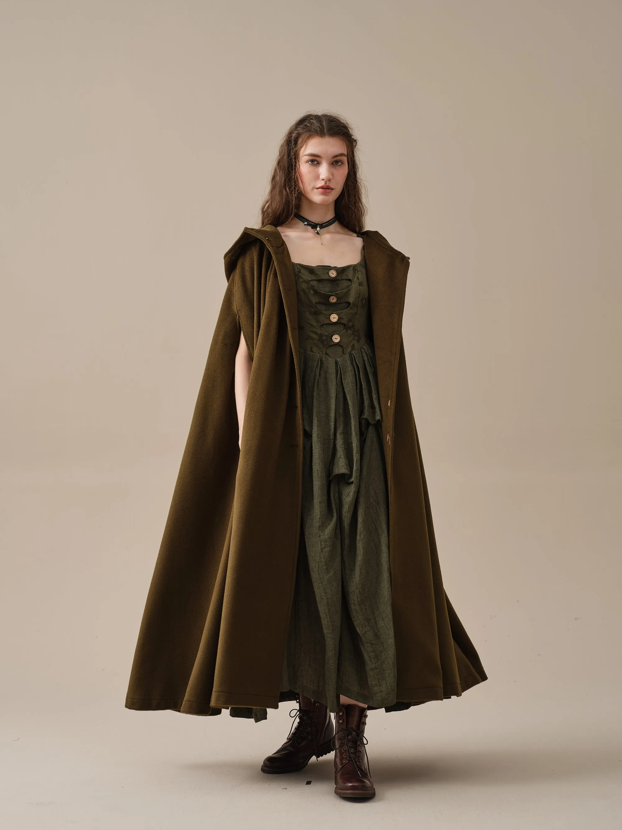 ARIEL 14 | HOODED WOOL CLOAK COAT