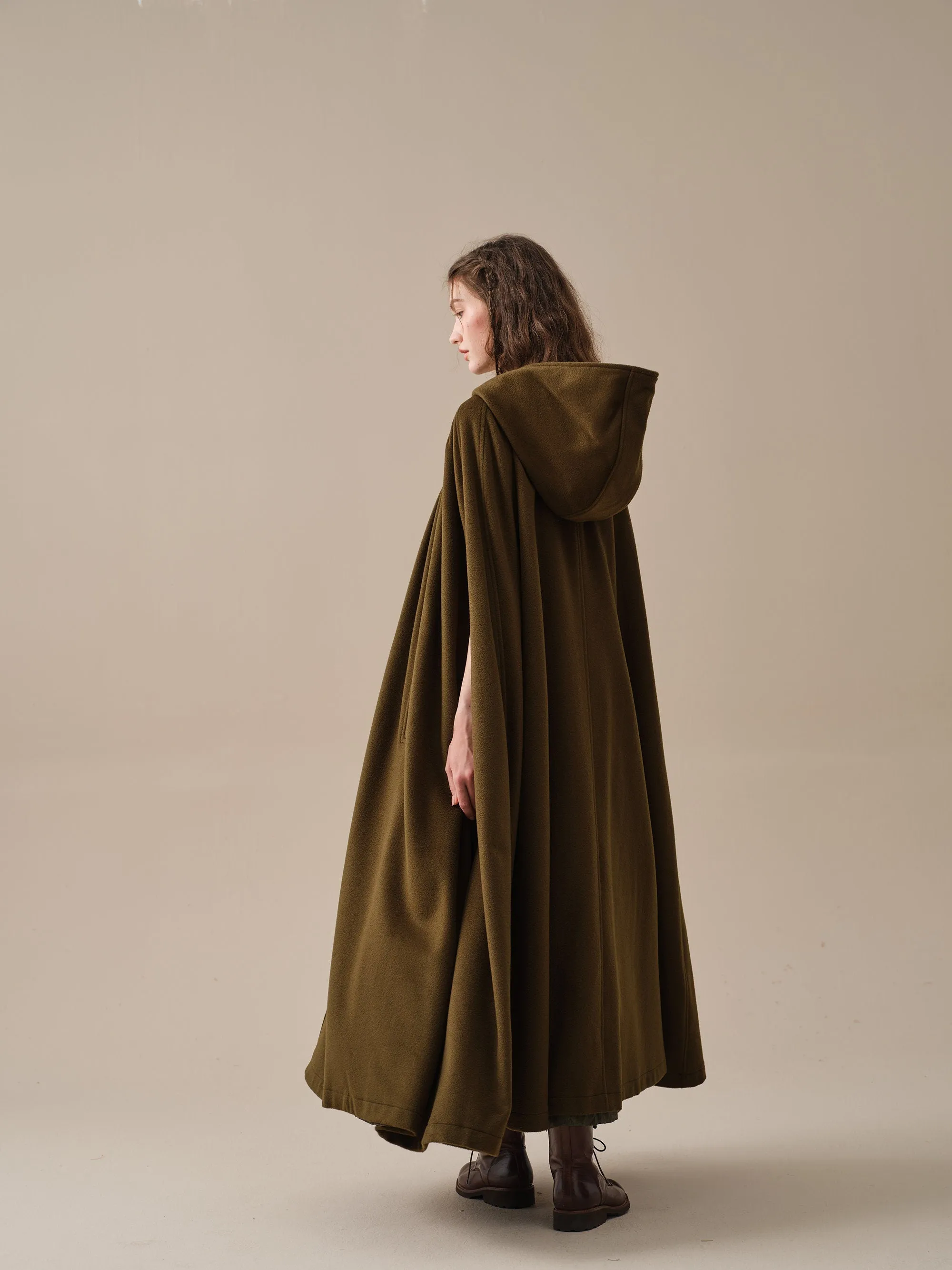 ARIEL 14 | HOODED WOOL CLOAK COAT