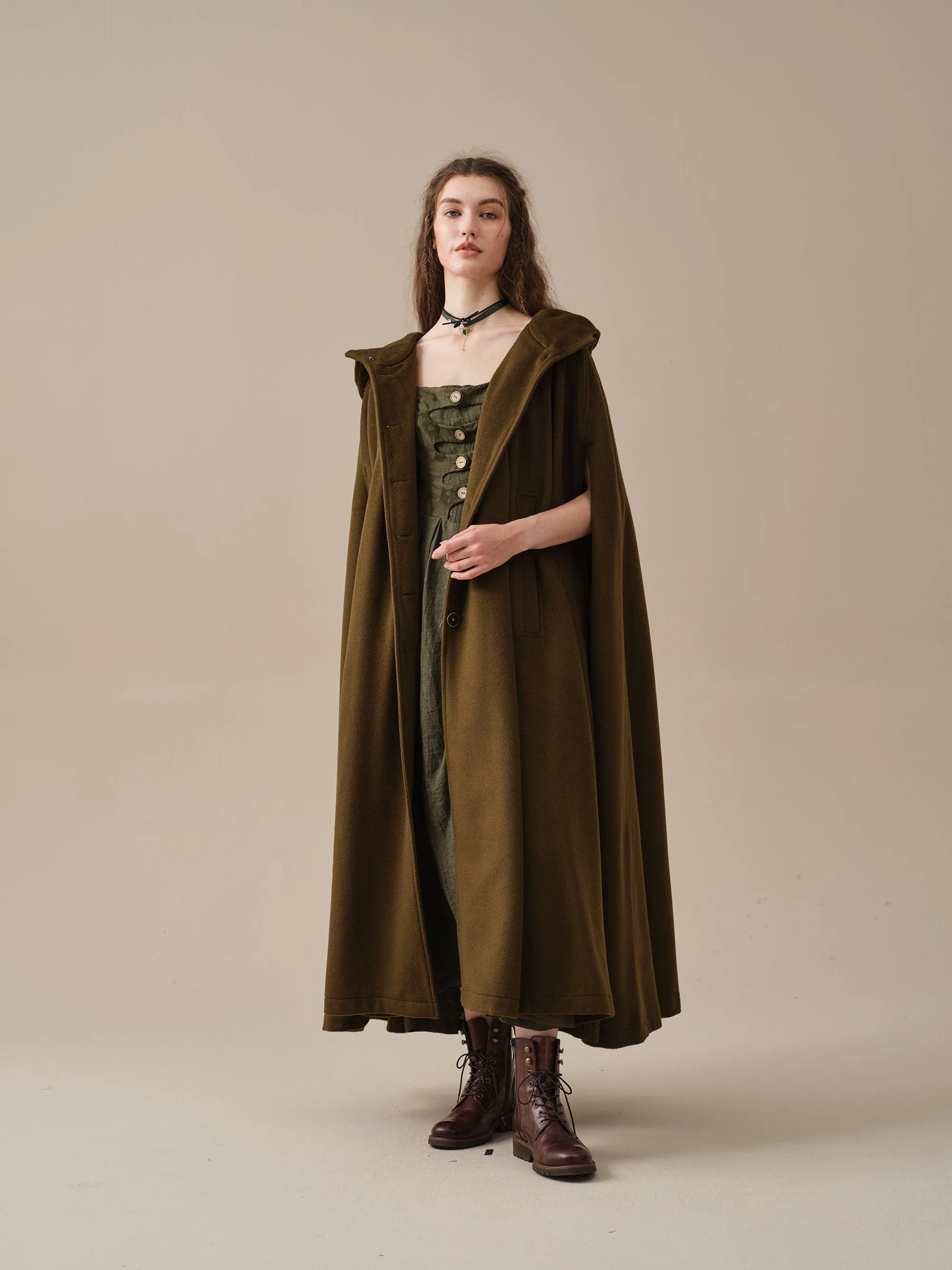 ARIEL 14 | HOODED WOOL CLOAK COAT