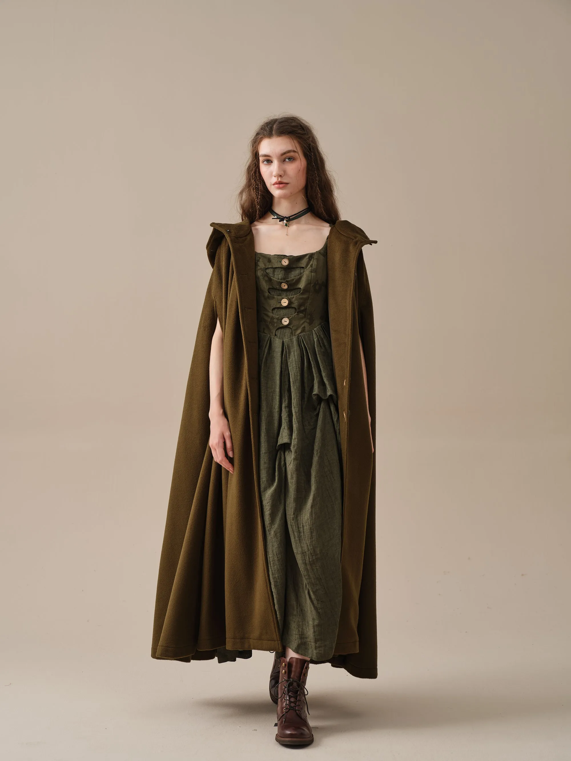 ARIEL 14 | HOODED WOOL CLOAK COAT