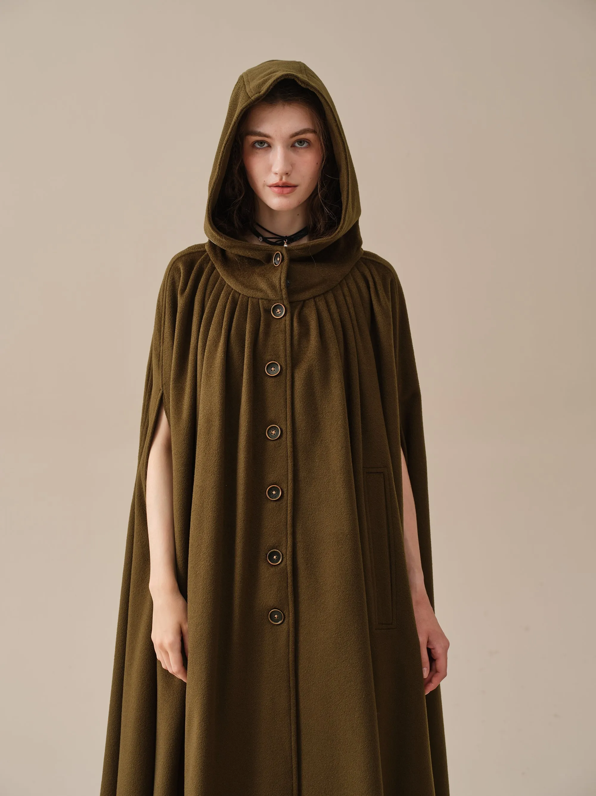 ARIEL 14 | HOODED WOOL CLOAK COAT