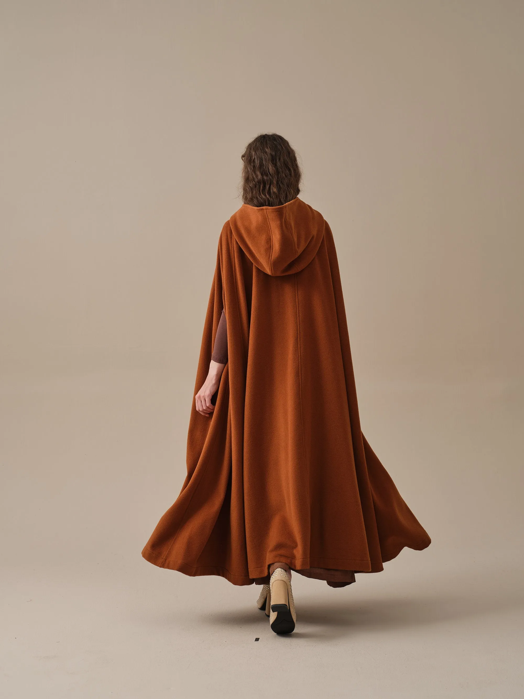 ARIEL 14 | HOODED WOOL CLOAK COAT