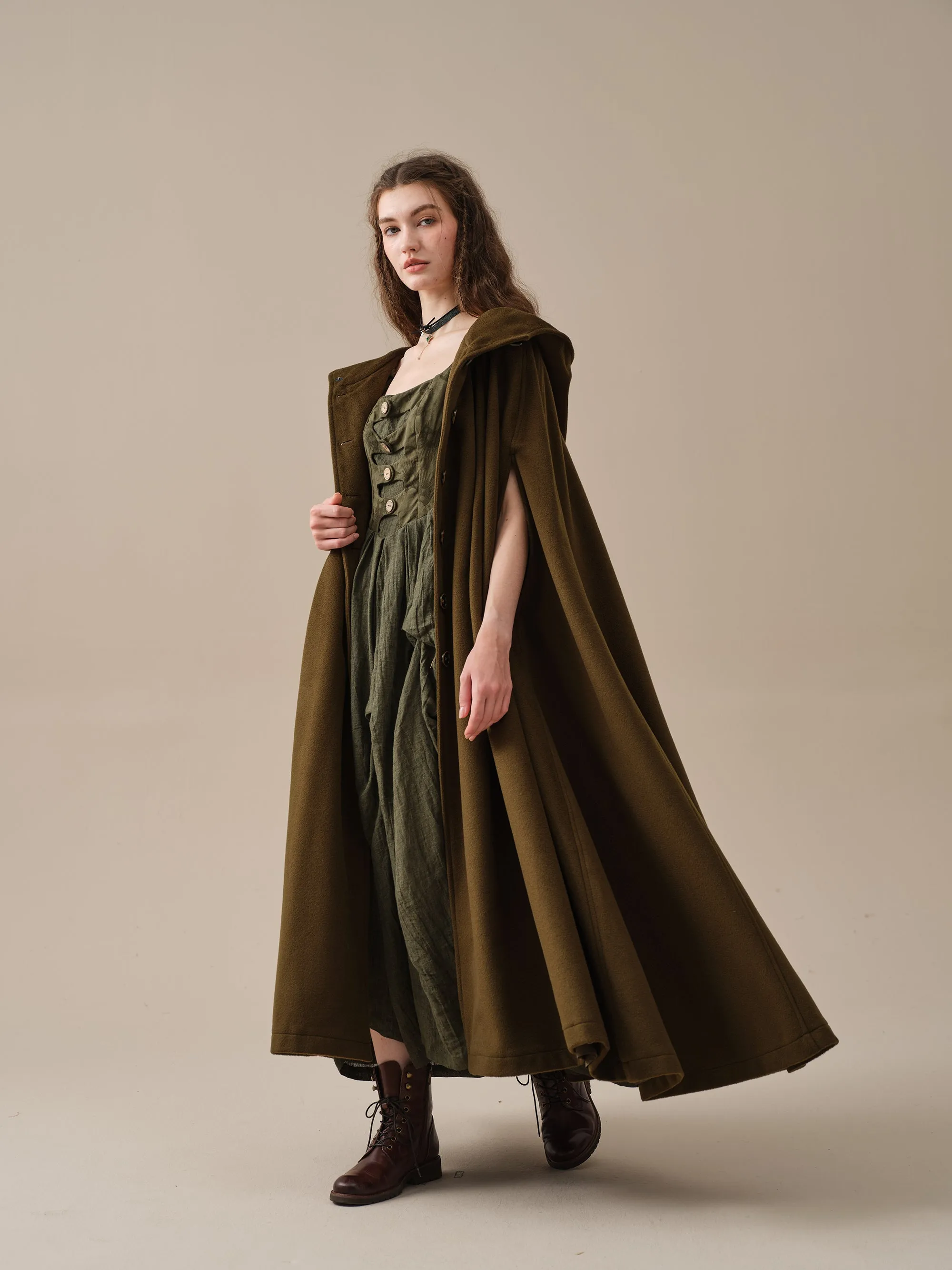 ARIEL 14 | HOODED WOOL CLOAK COAT