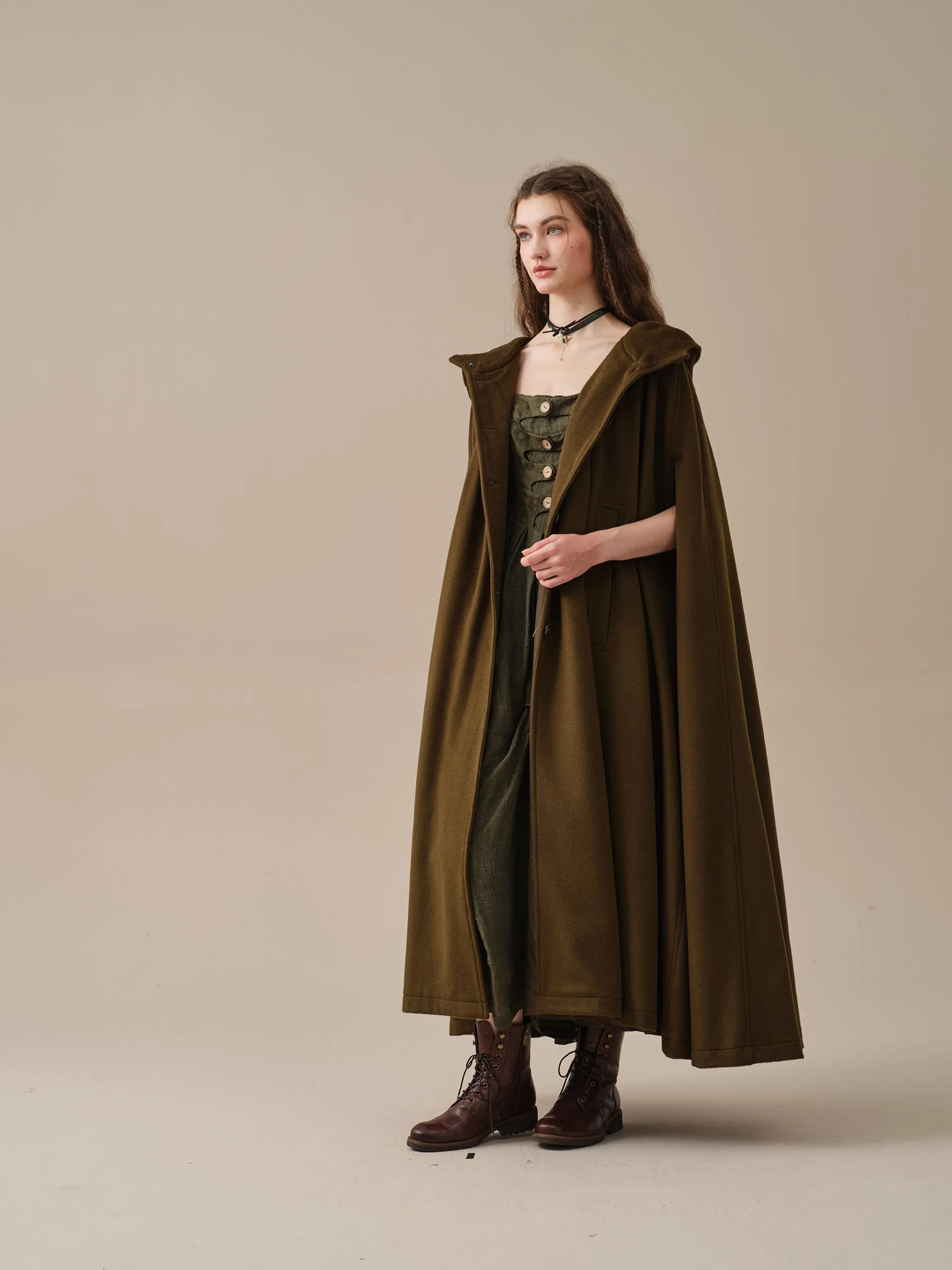 ARIEL 14 | HOODED WOOL CLOAK COAT