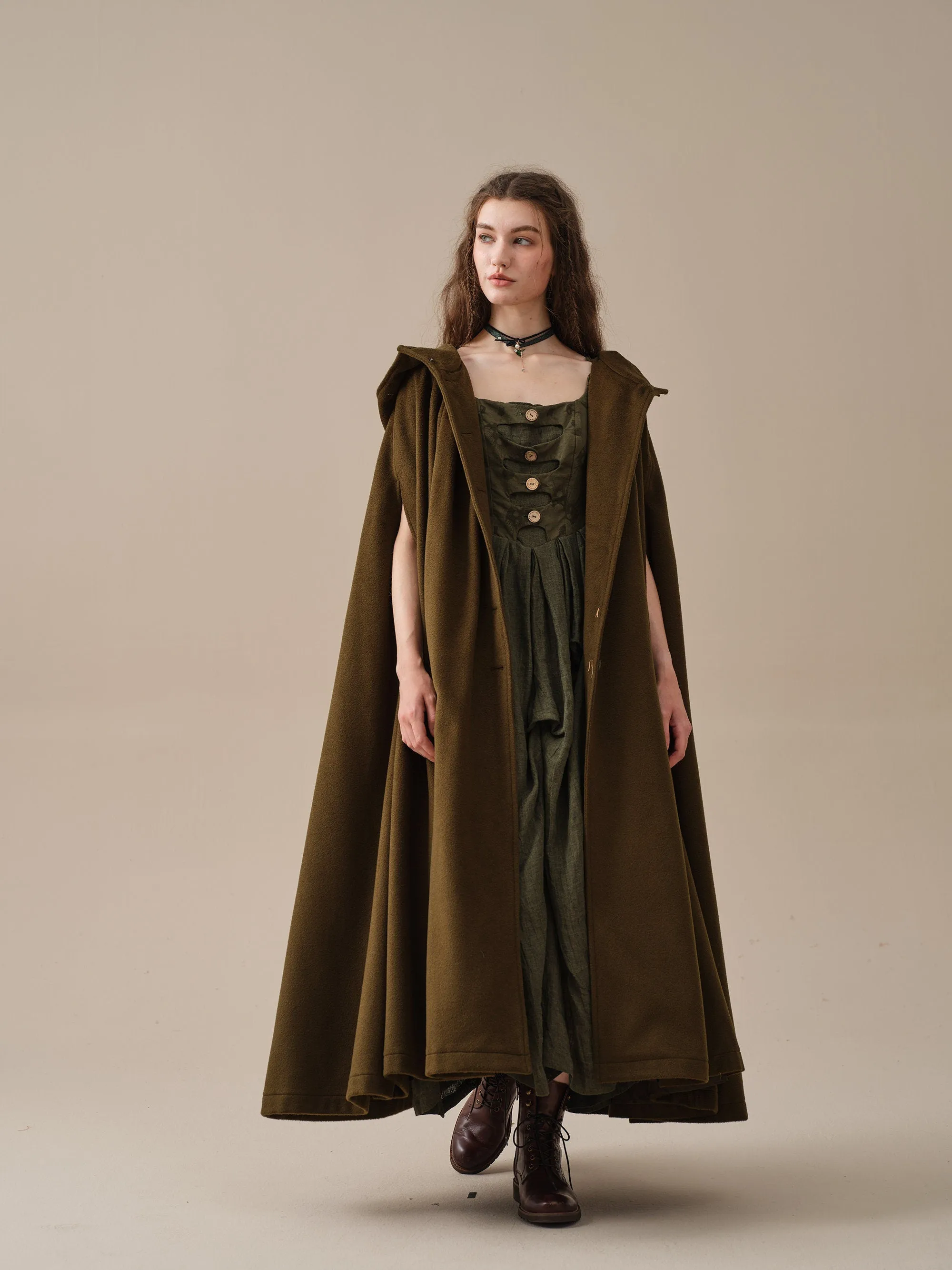 ARIEL 14 | HOODED WOOL CLOAK COAT