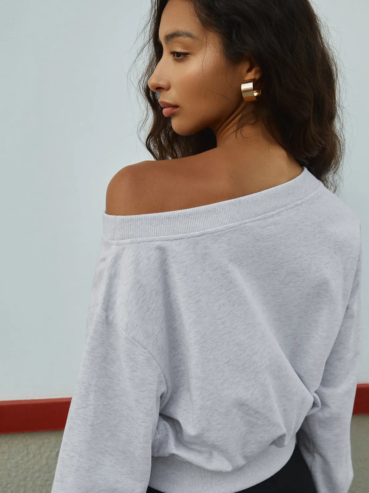 Asymmetric Off Graceful Shoulder Sweatshirt