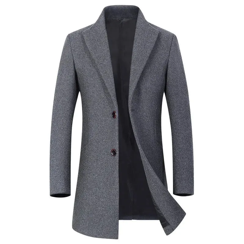 Autumn & Winter Boutique Wool Solid Men's Casual Business Woolen Coat Jacket Thickened and Warm Men's Trench Coats