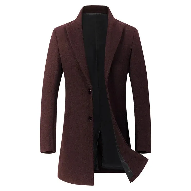 Autumn & Winter Boutique Wool Solid Men's Casual Business Woolen Coat Jacket Thickened and Warm Men's Trench Coats