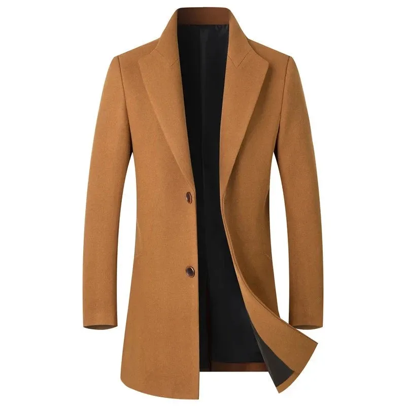 Autumn & Winter Boutique Wool Solid Men's Casual Business Woolen Coat Jacket Thickened and Warm Men's Trench Coats