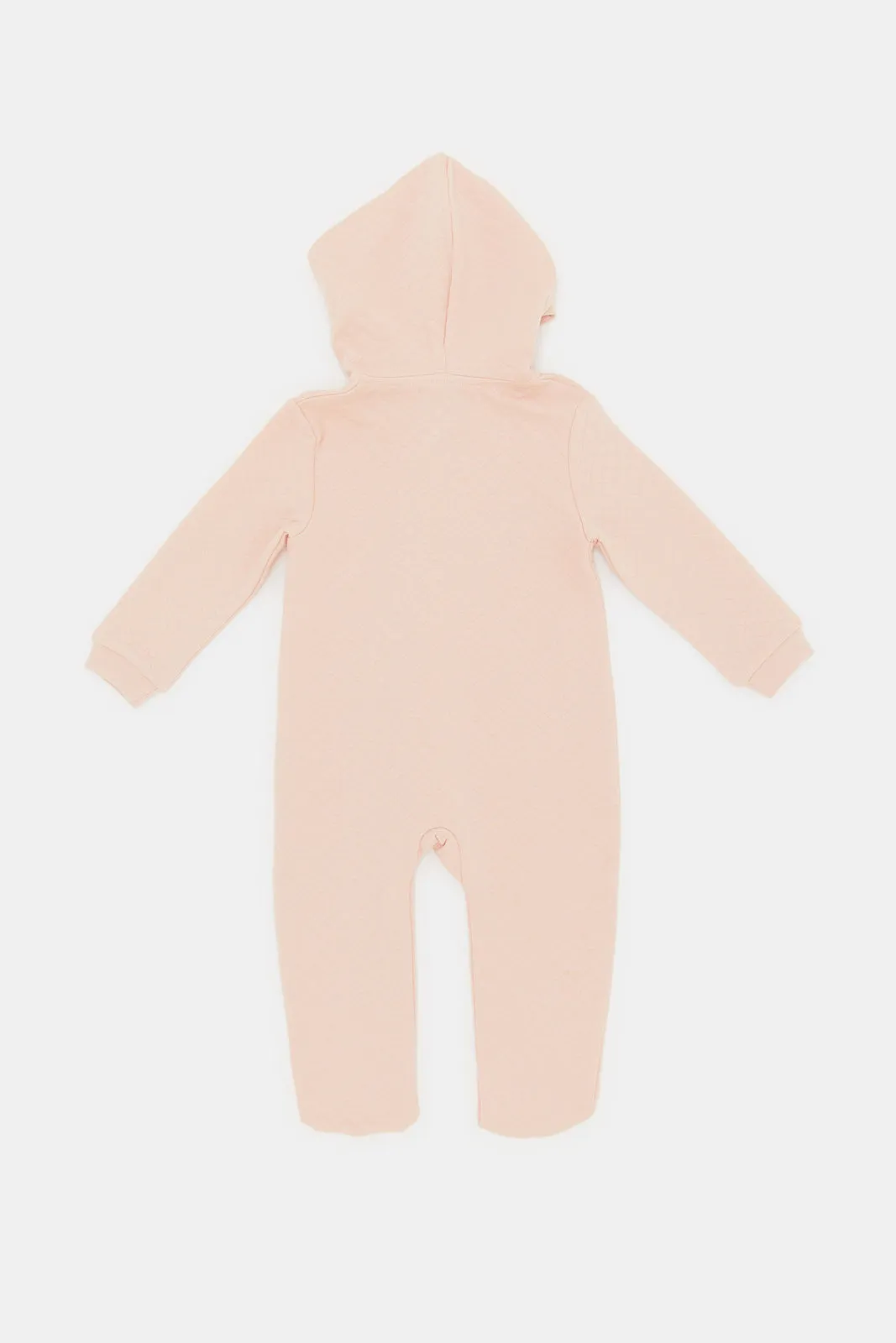 Babies Pink Hooded Sleepsuit