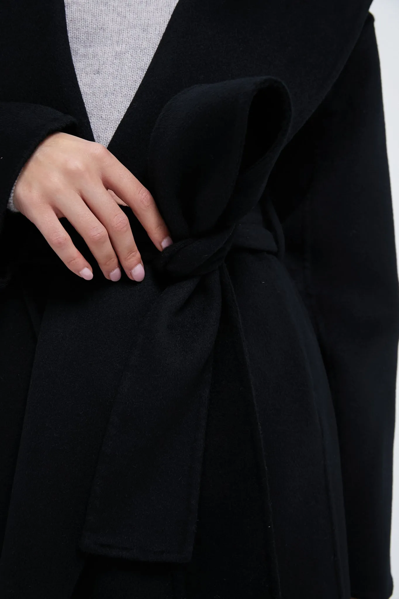 Black Cashmere Wrap Coat