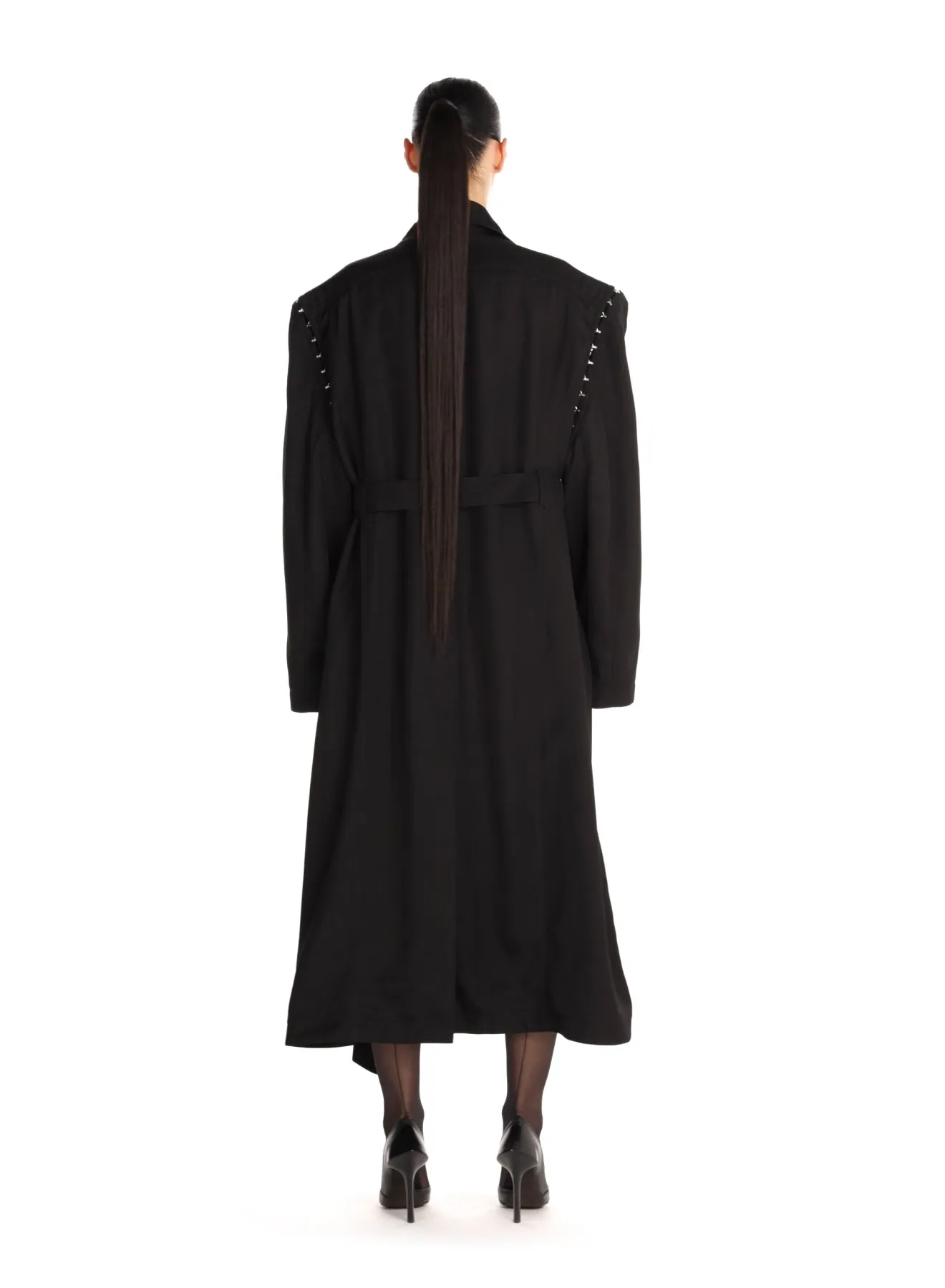 black hook & eye oversized trench