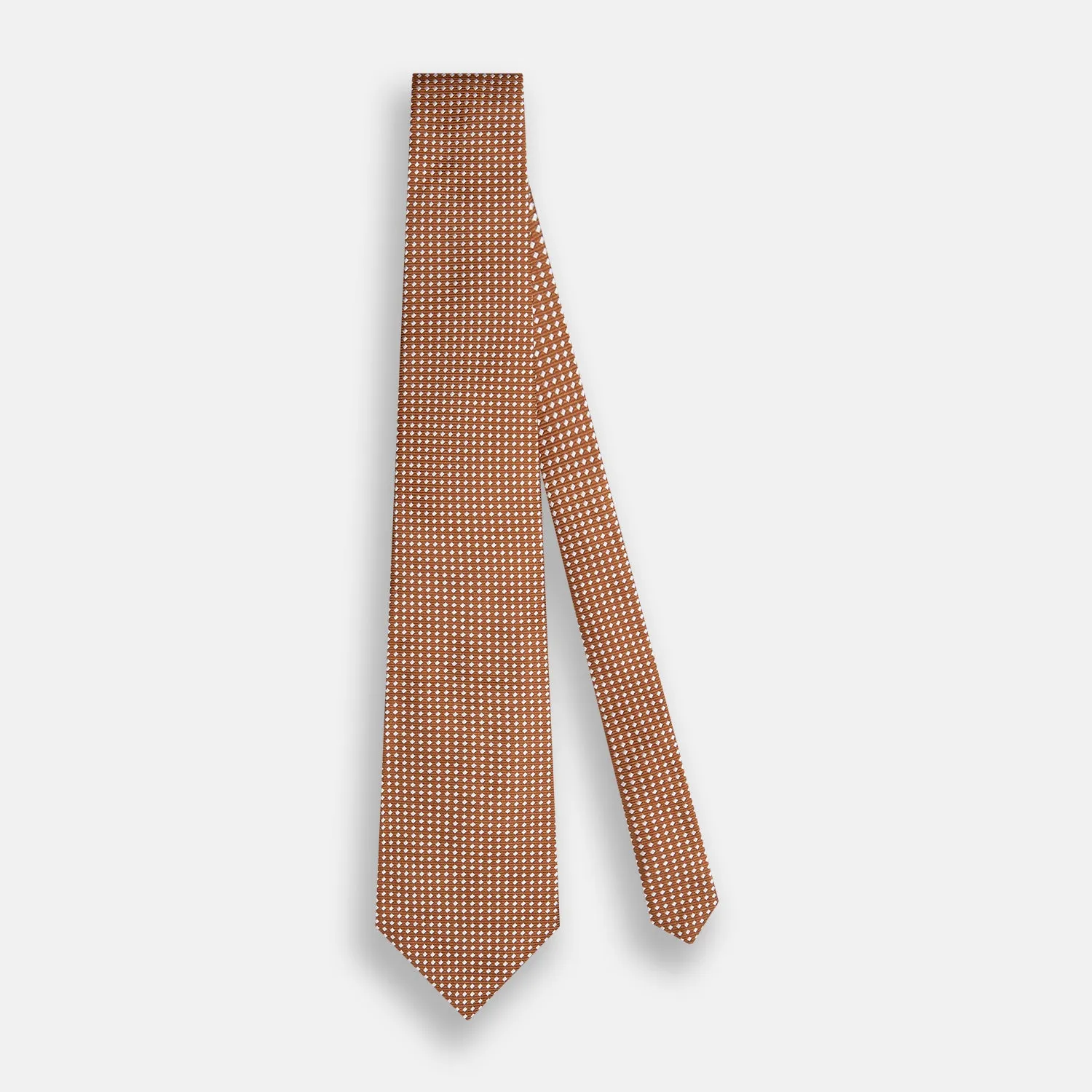 Brown and White Diamond Silk Tie