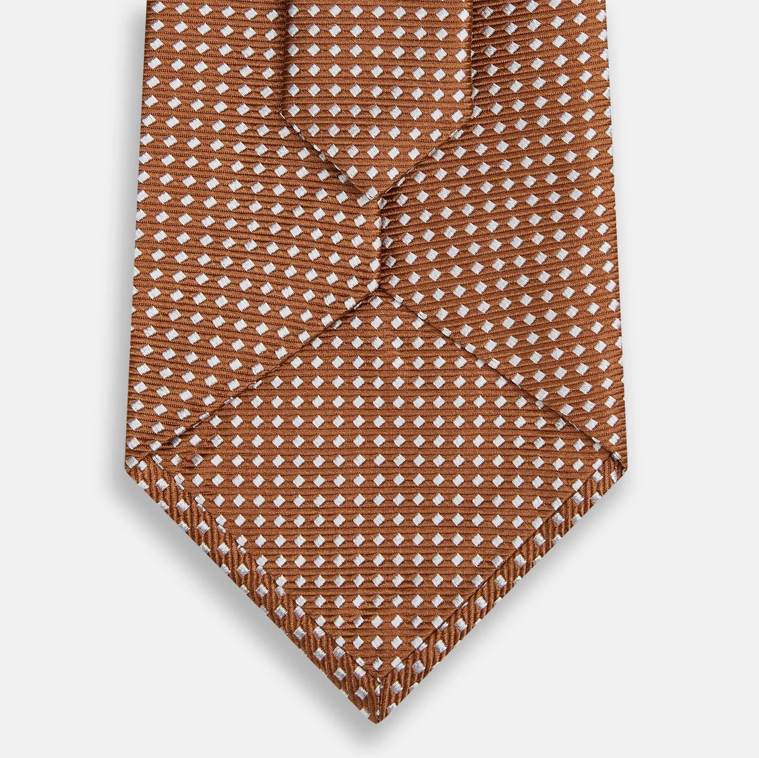 Brown and White Diamond Silk Tie