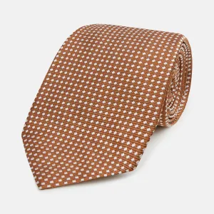 Brown and White Diamond Silk Tie