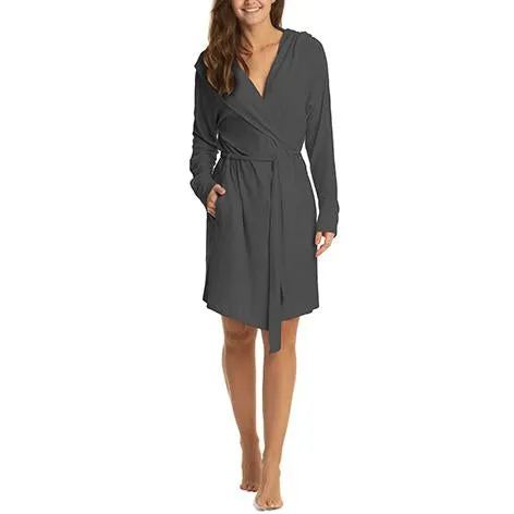 Brushed Hacci Hooded Robe