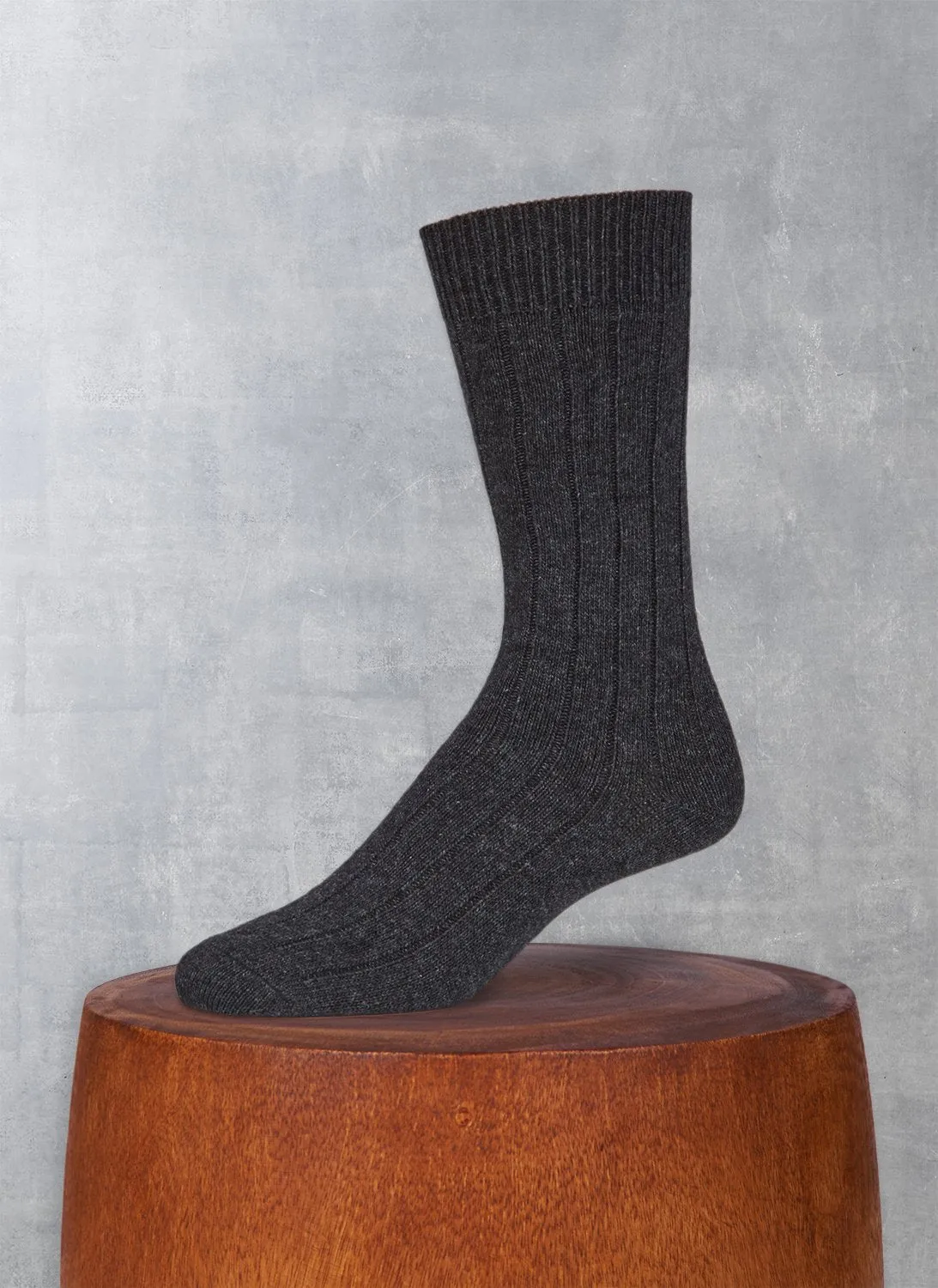 Cashmere Blend Rib Sock  in Charcoal