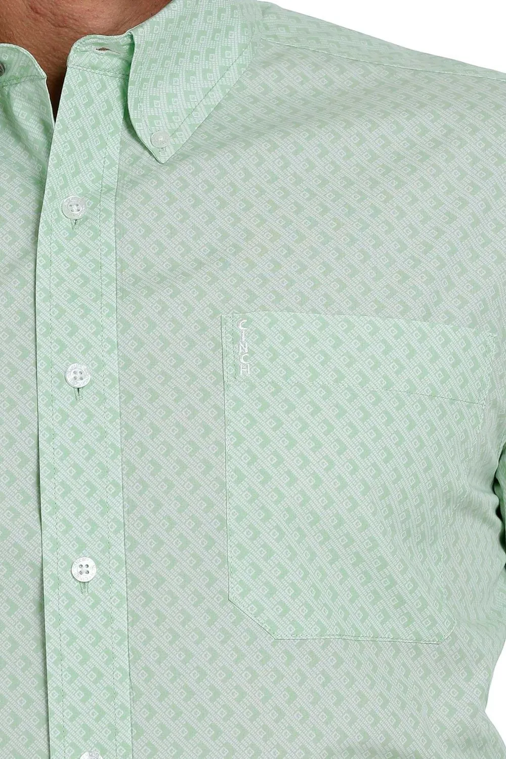 Cinch® Men's Pastel Green Modern Print Long Sleeve Button Front Western Shirt