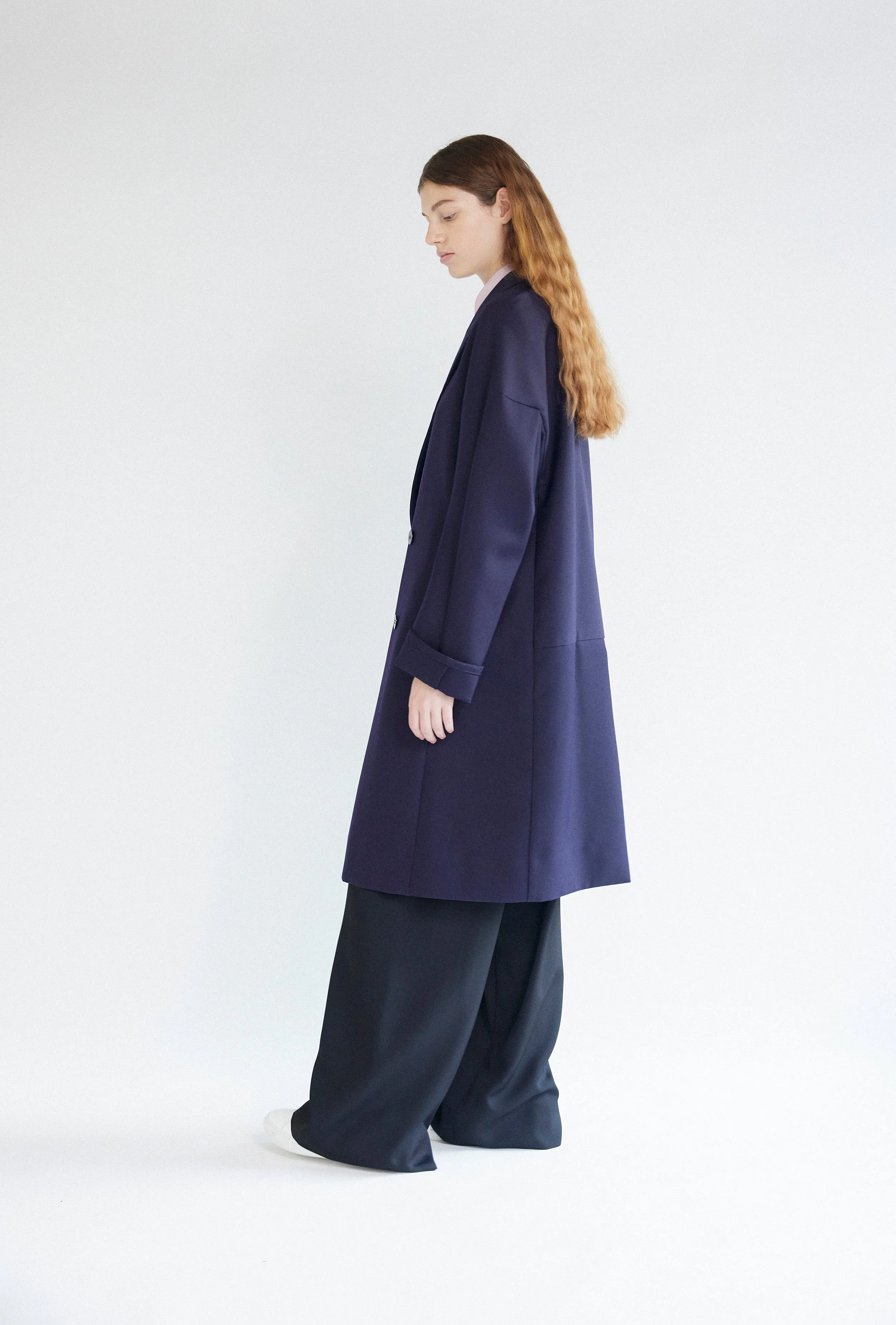 Classic Wool Serge Overcoat in Navy