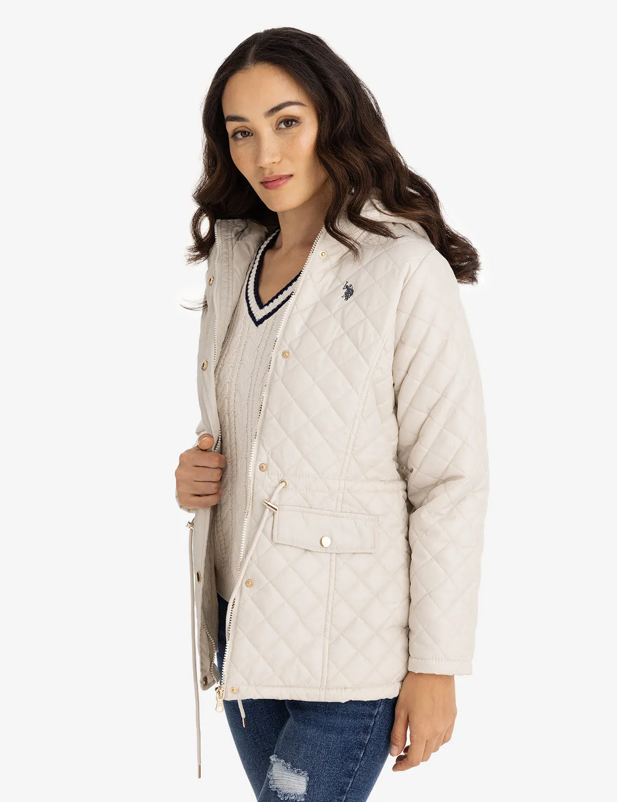 COZY QUILTED HOODED COAT