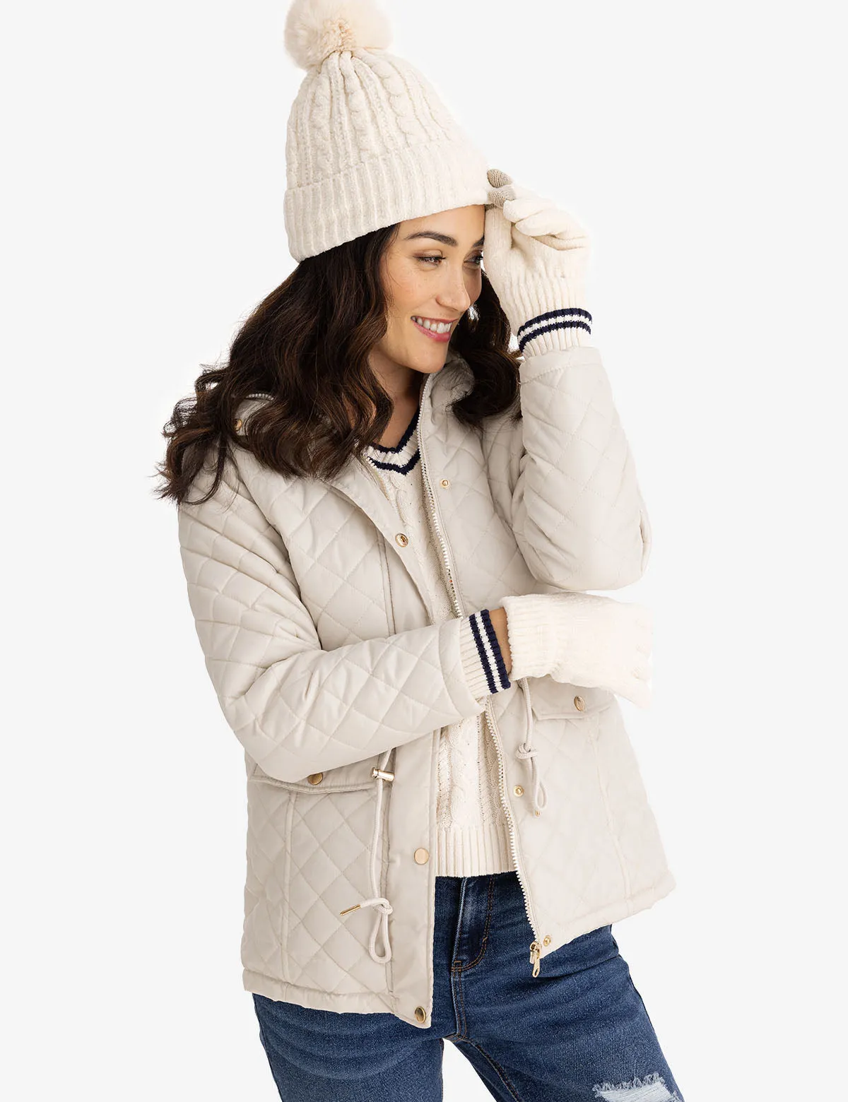 COZY QUILTED HOODED COAT