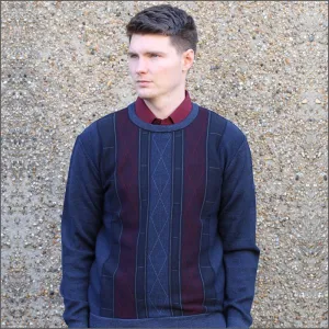 DG's Navy/Wine Pattern Crew Neck^