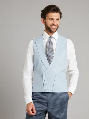 Double Breasted Linen Vest - Pale Blue