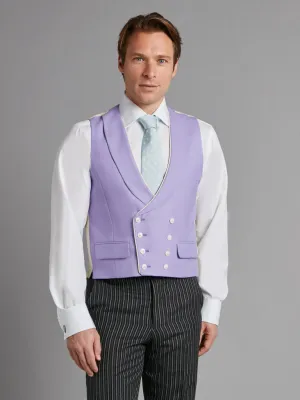 Double Breasted Wool Vest With Piping - Mauve