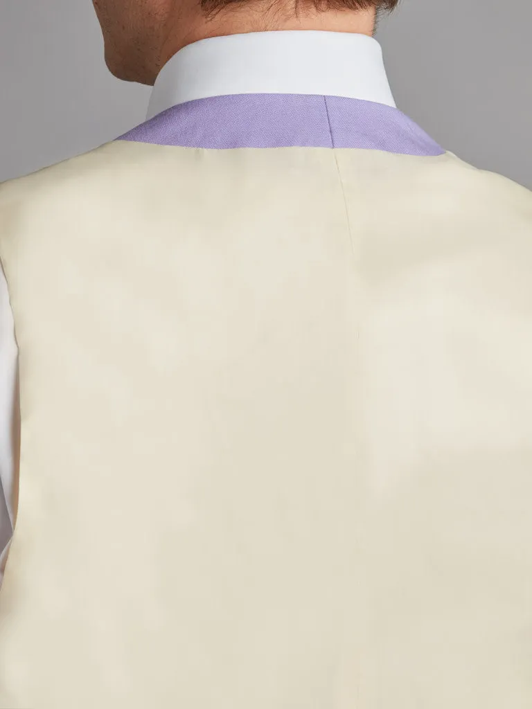 Double Breasted Wool Vest With Piping - Mauve