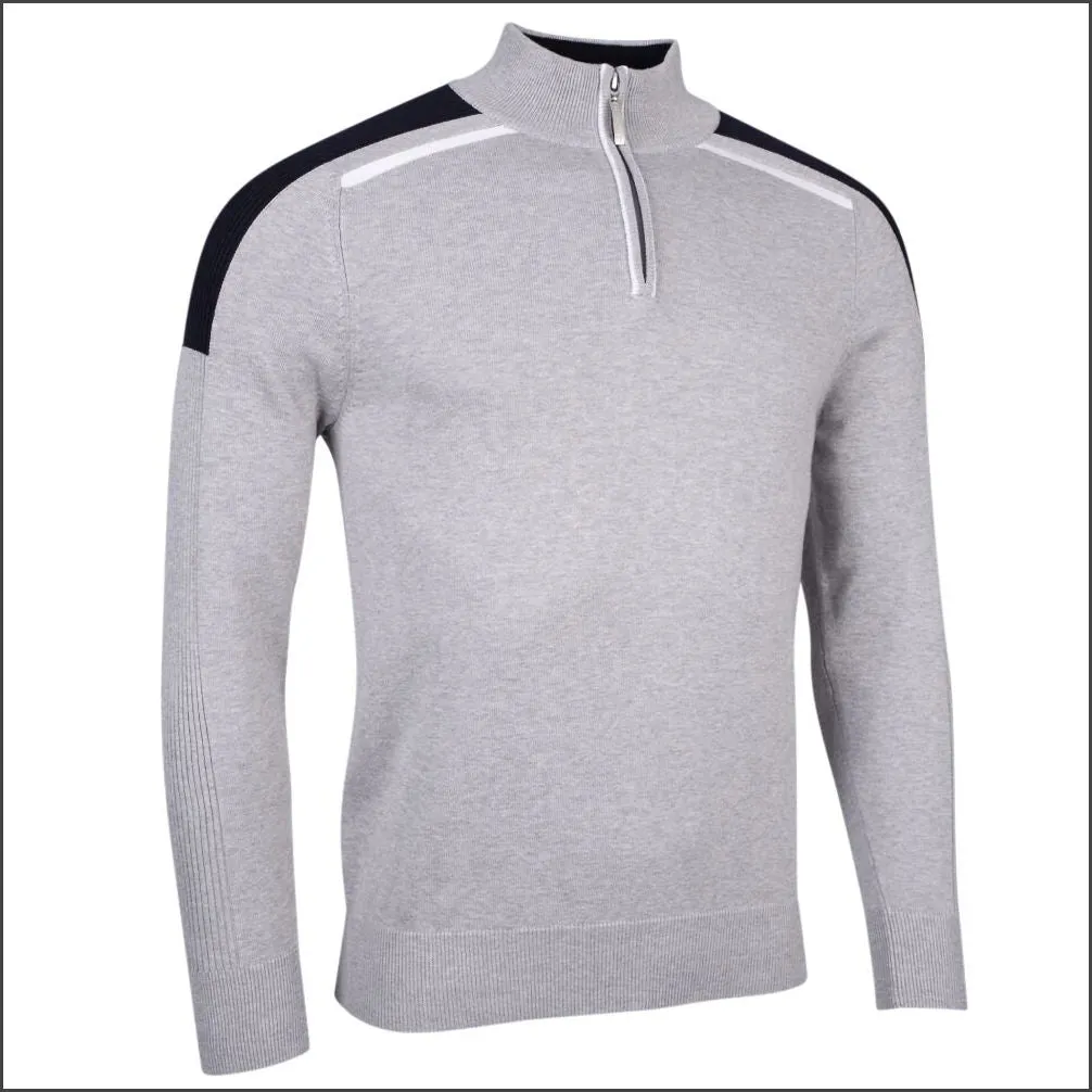 Glenmuir Mens Selkirk Zip Ribbed Sleeve Cotton Sweater//