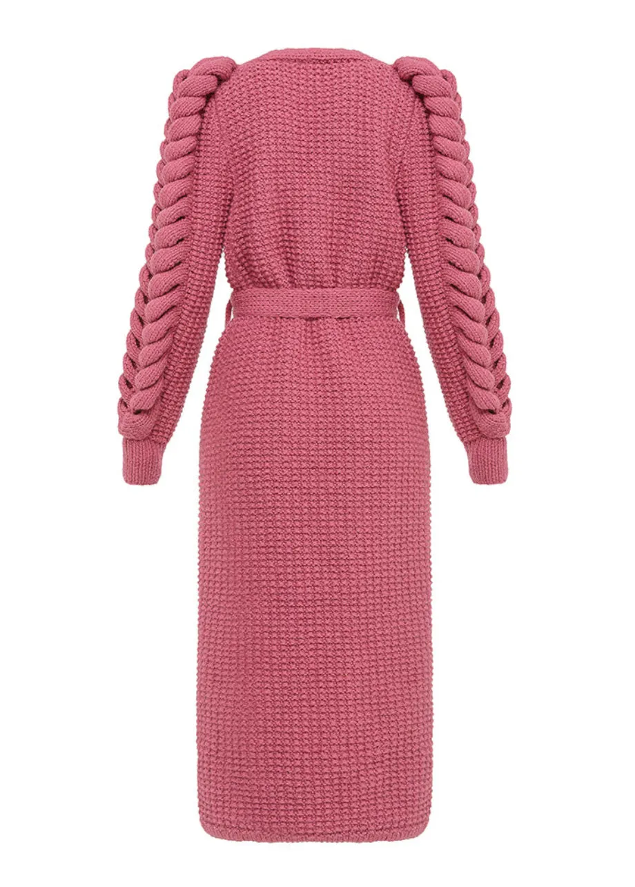 HAND KNITTED PINK COAT