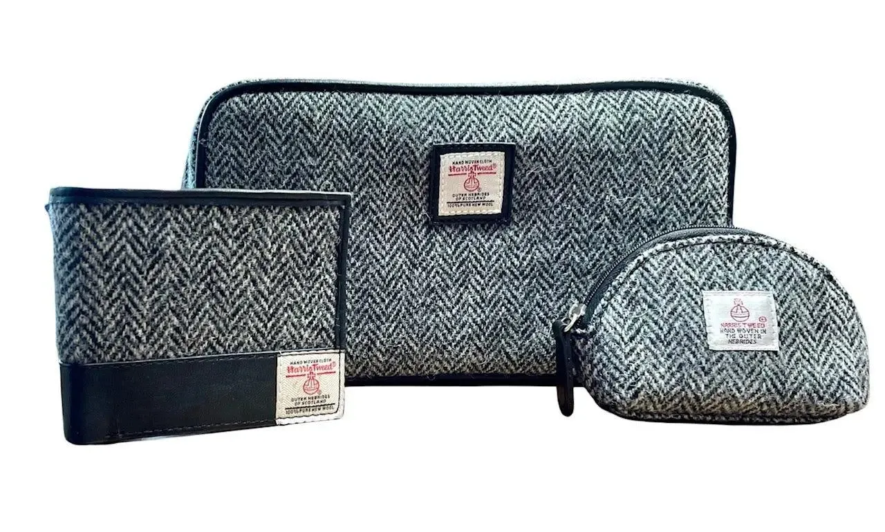 Harris Tweed Coin Purse - Black/Grey Herringbone