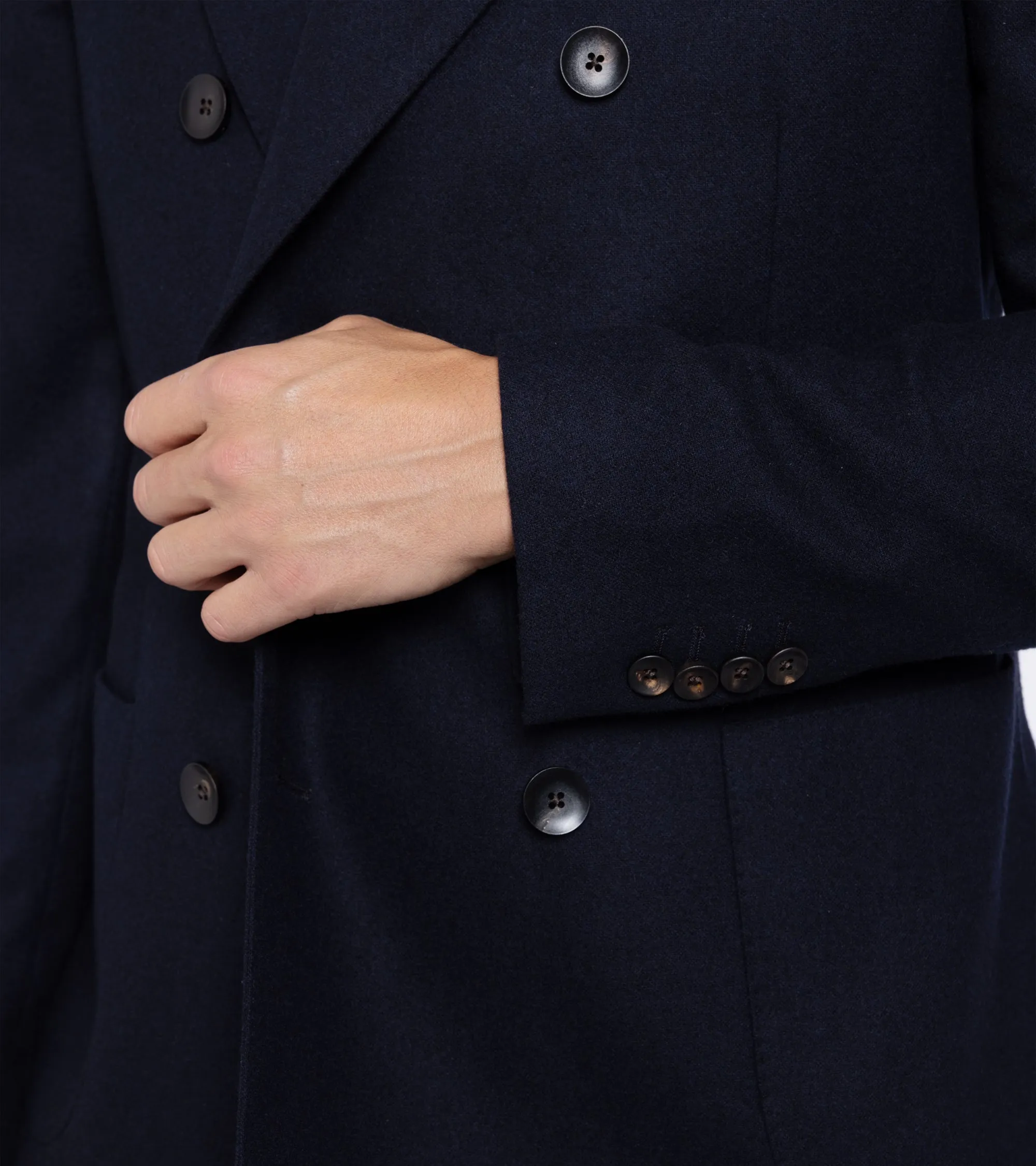 Lardini Wool Cashmere Flannel Double Breasted Jacket: Navy