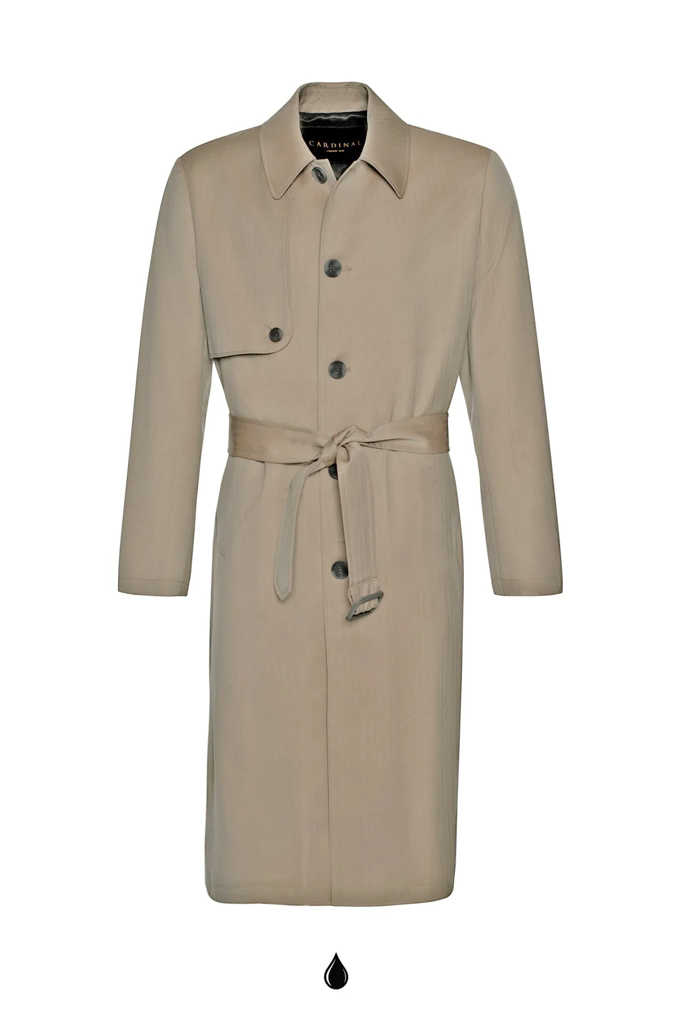 MAN RAY KHAKI HERRINGBONE WOOL TRENCH COAT