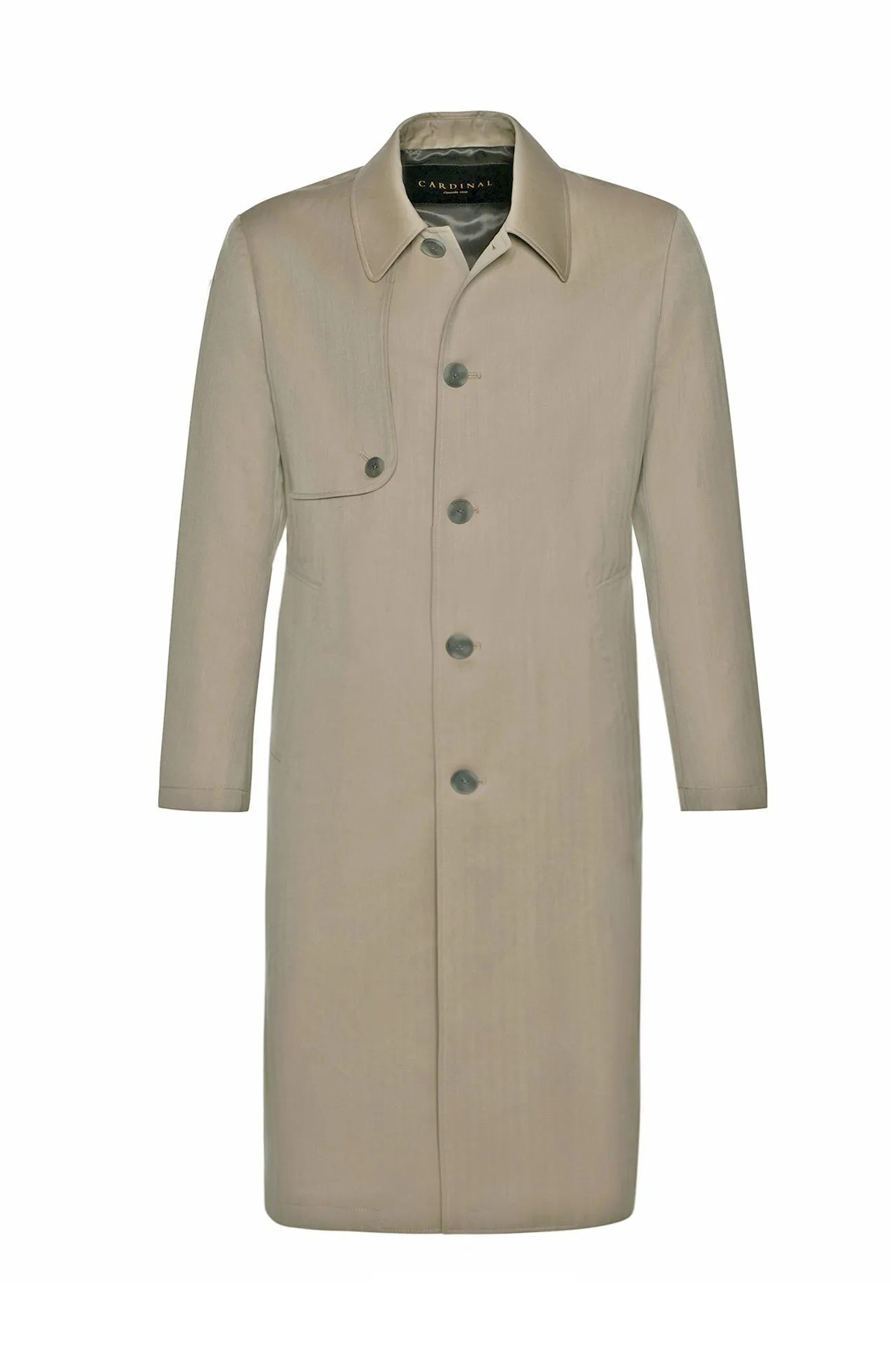 MAN RAY KHAKI HERRINGBONE WOOL TRENCH COAT