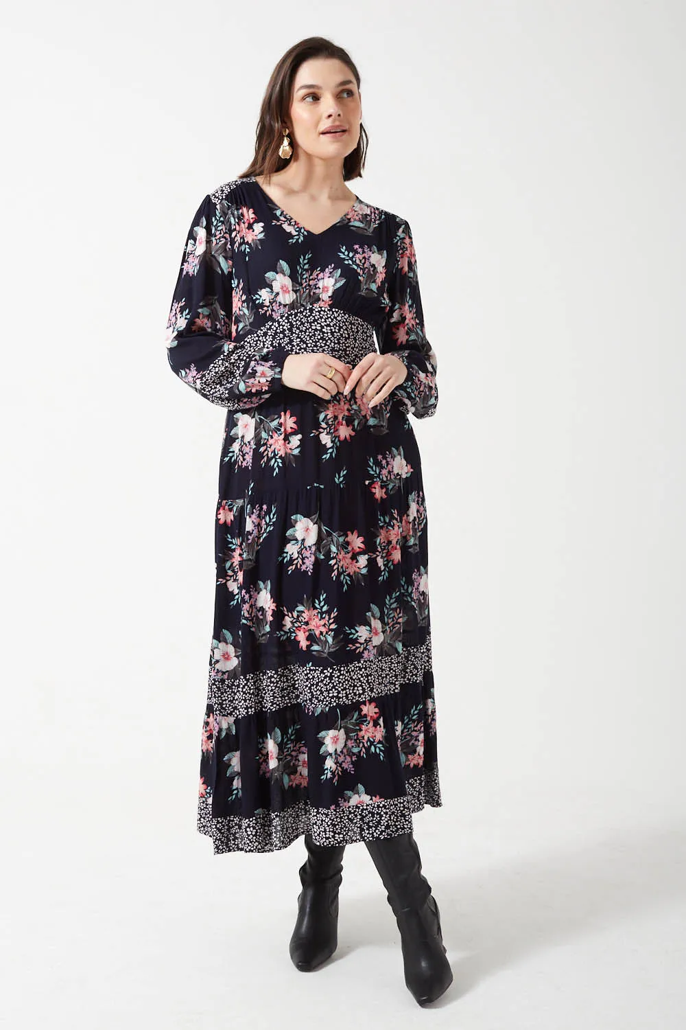 Marc Angelo Long Sleeved Floral Dress