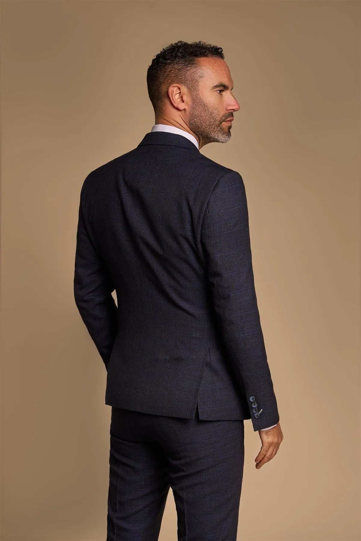 Men's Blazer Navy Blue Double Breasted Tailored Fit Suit Jacket