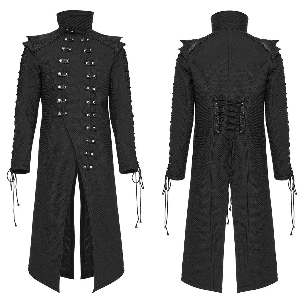 Men's Gothic Stand Collar Splice Strappy Coat